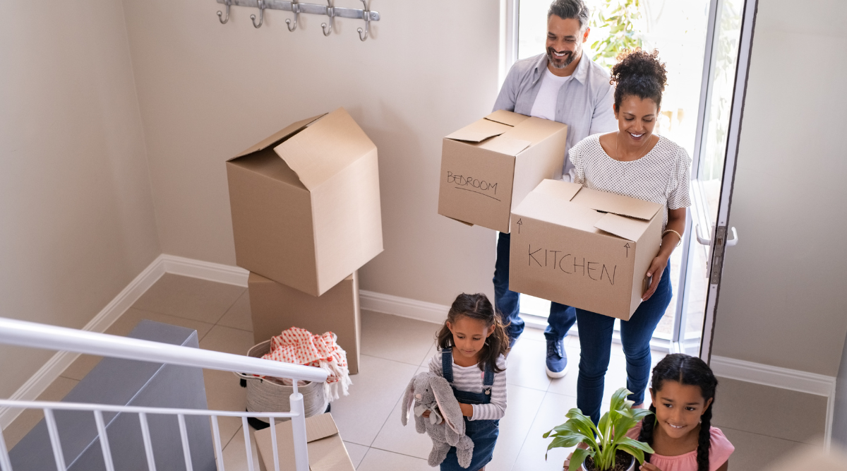 A family moving into a rent to own home in Canada