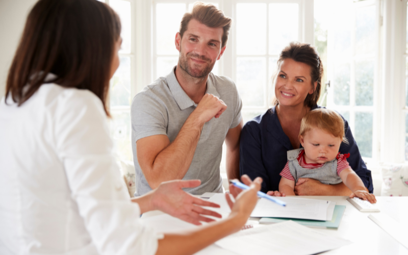 Homeowner discussing finances with advisor about for a Leaseback Option